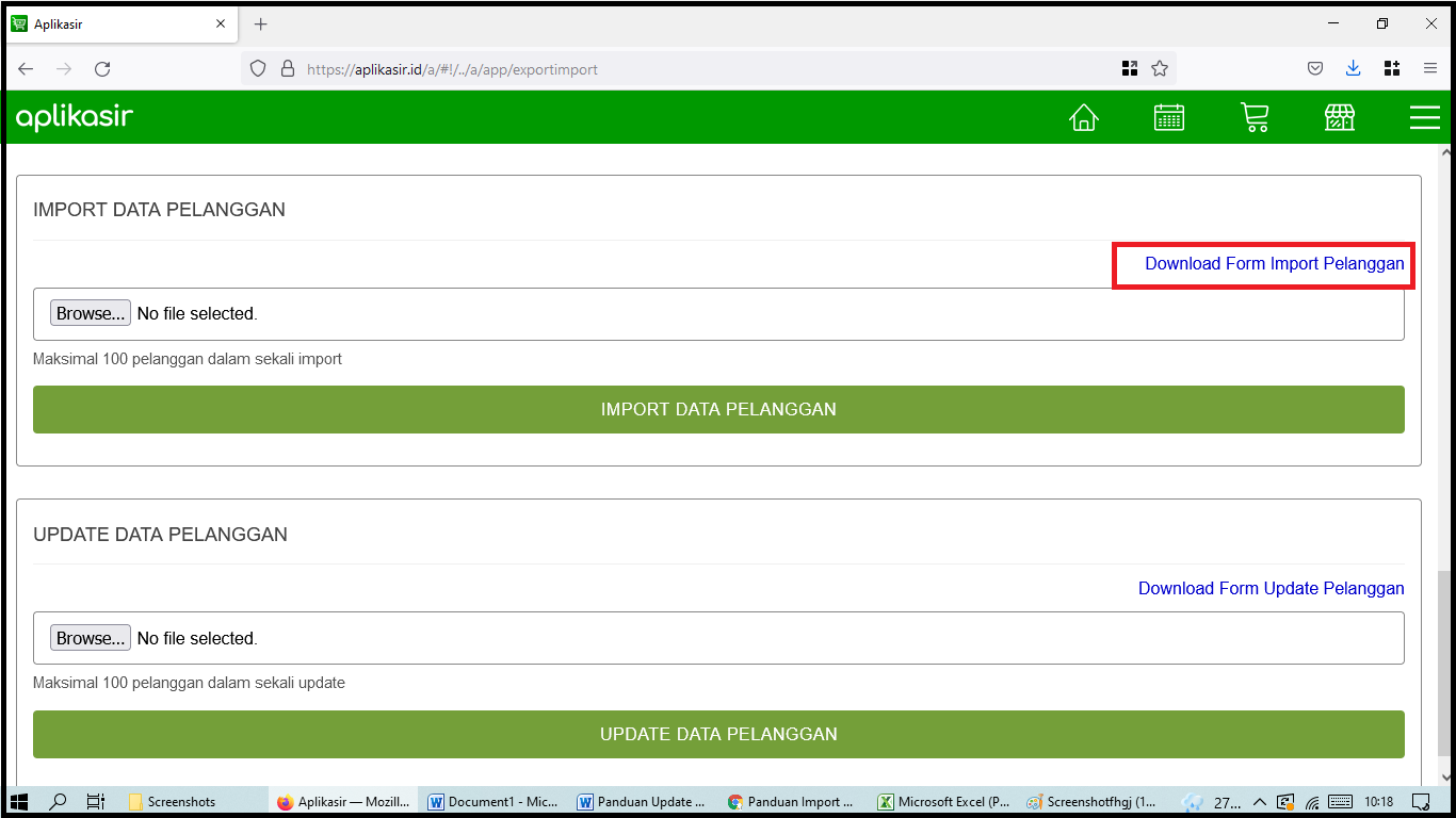 Panduan Import Data Pelanggan