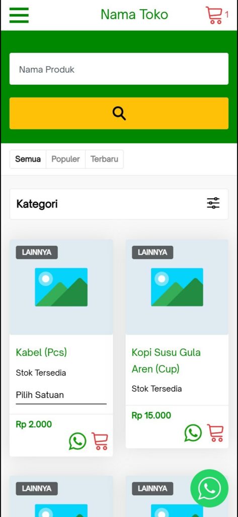 Website toko sudah aktif dan bisa dibuka pelanggan
