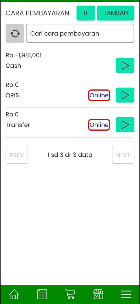 Cara pembayaran yang bertanda Online
