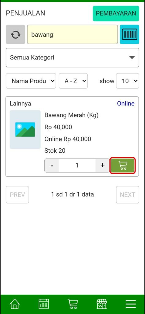 Masukkan produk Bawang Merah ke keranjang
