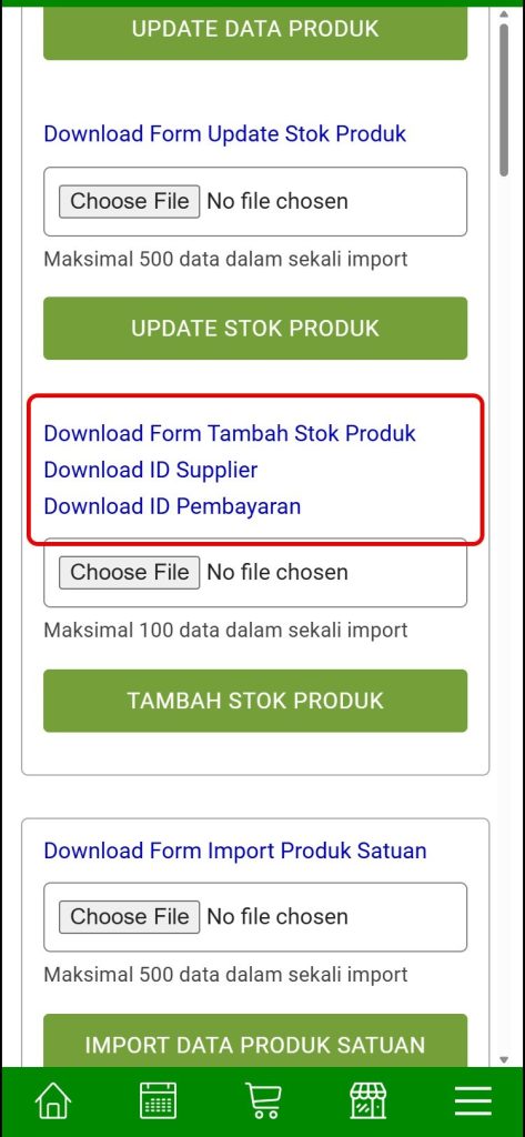 Download Form Tambah Stok Produk, ID Supplier dan ID Pembayaran