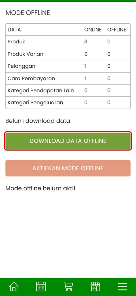 Tombol Download Data Offline di Aplikasir