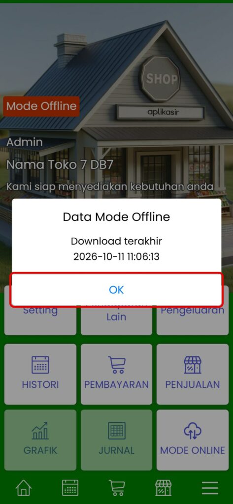 Informasi data Mode Offline Aplikasir