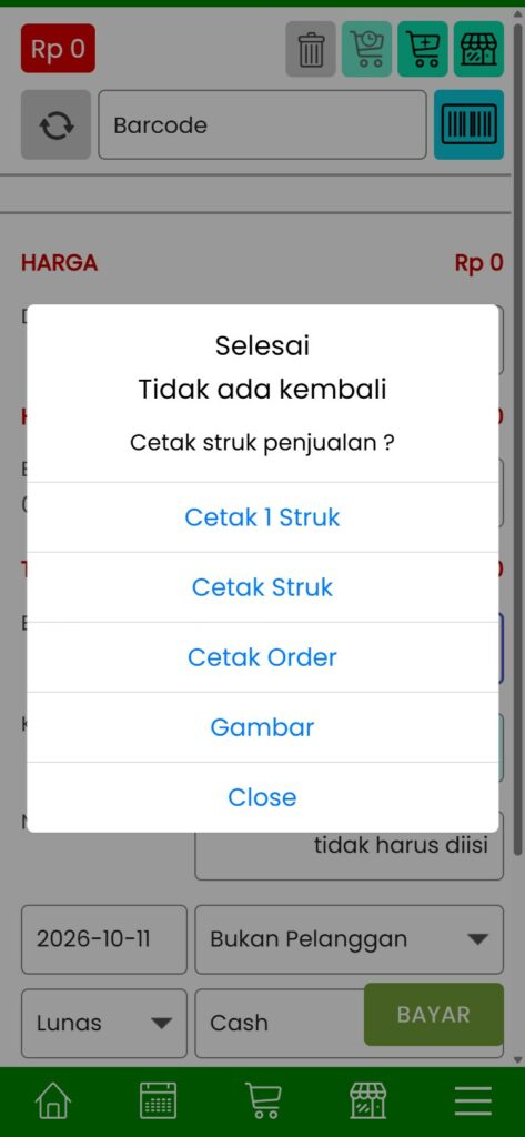 Transaksi berhasil disimpan saat Mode Offline